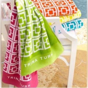 TRINA TURK Palm Spring Block Turquoise Beach Towel